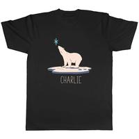 Personalised Polar Bear Iceberg Mens T-Shirt Blue Star Tee Gift