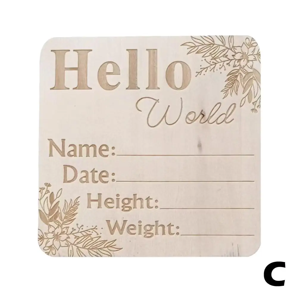 Baby Wooden Milestone Card Engraved Wooden Hello World Milestone Newborn Photography Props Children Shooting Accessories