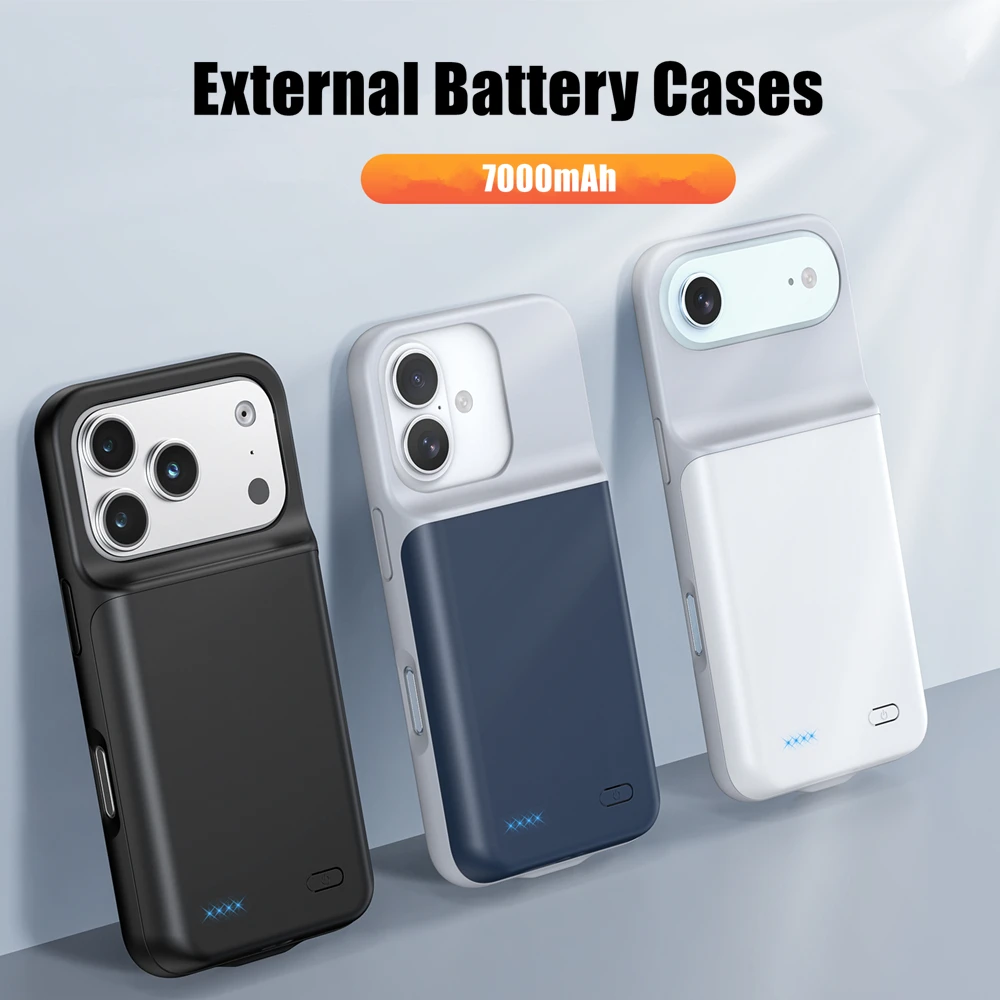 7000mAh Powerbank Case For iPhone 17 16 Pro Max 17Air 16Plus 16e Battery Case Portable Charger Power Bank External Battery Cover