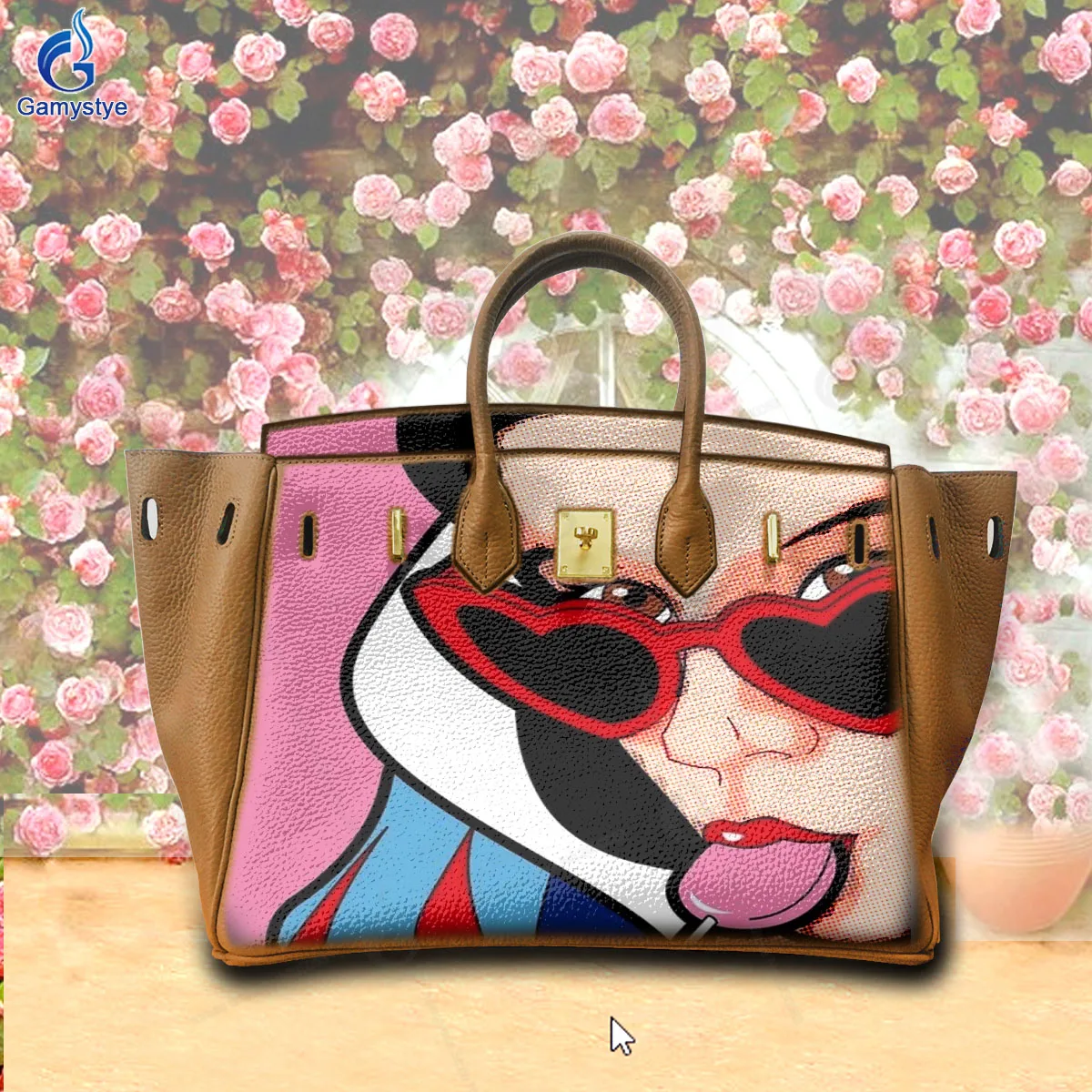 

Hand Draw Customize Art Love eyes and sugar Bag Ladies purses and handbags Messenger Clutch Totes Popular Genuine Leather Travel