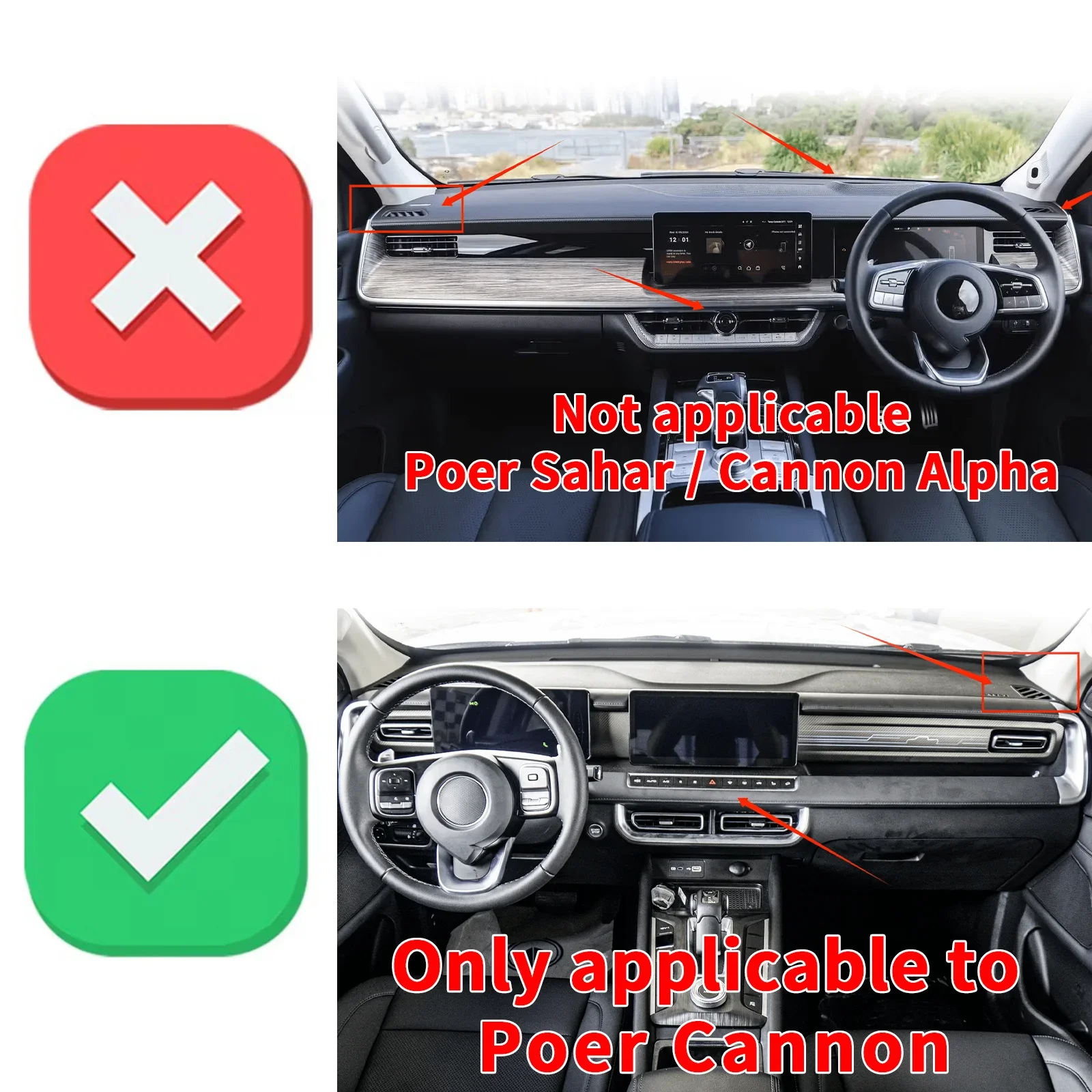 

fit for GWM Poer Cannon 2025-2027 Custom Fit Car Dashboard Cover Sunshade Dash Mat Anti‑Slip Dashmat Protector Pad Accessories