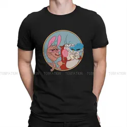 Ren and Stimpy Art  Tshirt Classic Graphic Men's Clothes Tops Large Cotton Crewneck T Shirt