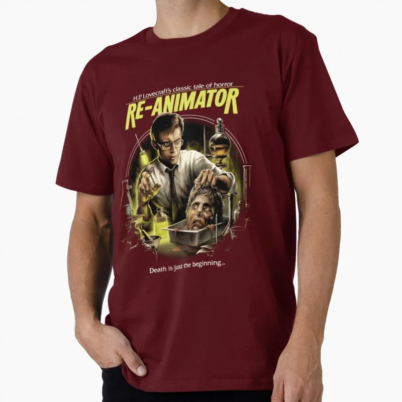 Re Animator 1985 Retro zombie horror movie Scary Halloween Gift T shirt for men Large size Tops printed clothes
