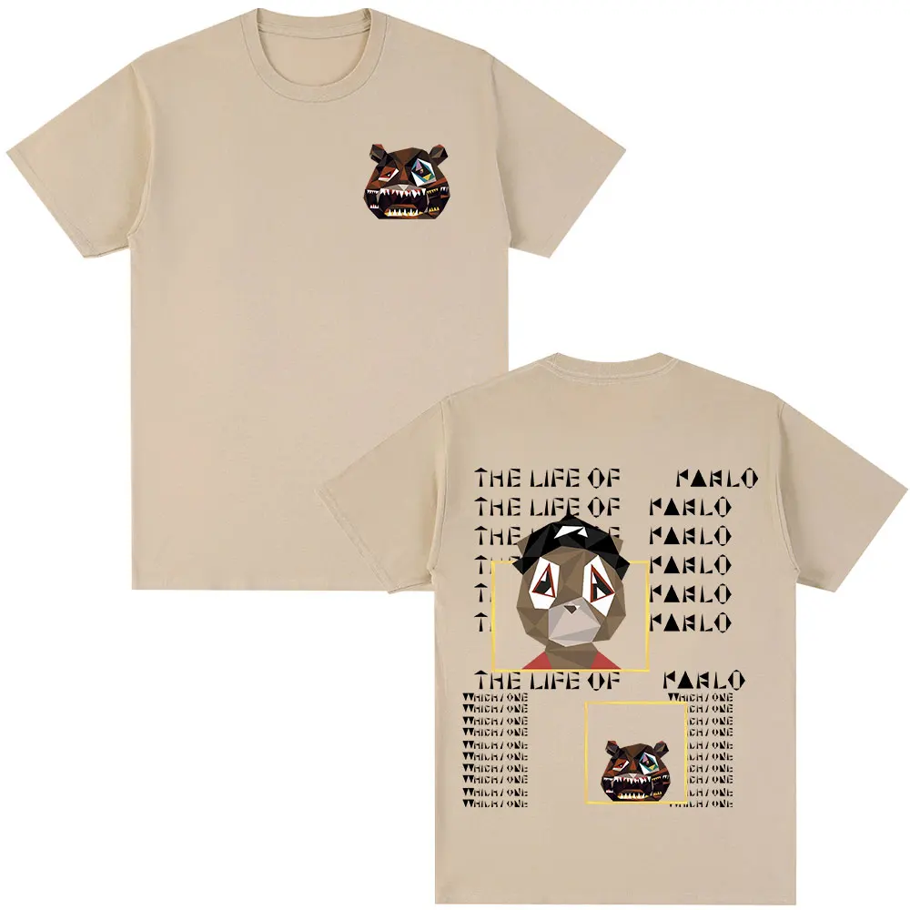 Rapper Kanye West Graduation Bear The Life of Pablo T-shirts Men Fashion Hip Hop Short Sleeve T-shirt Cotton Oversized T Shirts