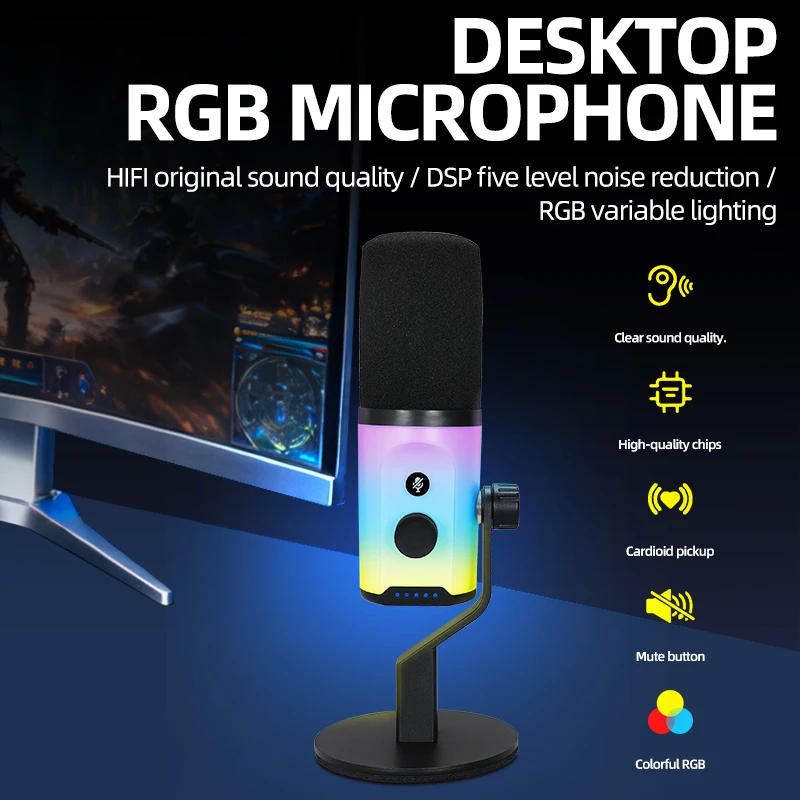 

USB condenser microphone with gain knob XRL headphone jack, suitable for recording sound cards in computer games