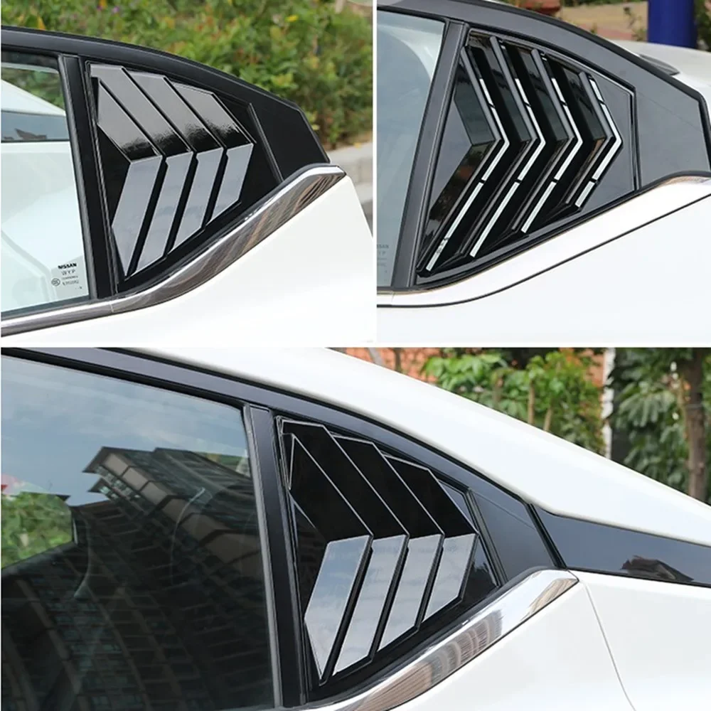 لنيسان سنترا/سيلفي 2020-2022 ABS البلاستيك النافذة الخلفية الربع كوة مغرفة غطاء الجانب تنفيس الكسوة اكسسوارات السيارات لاصق