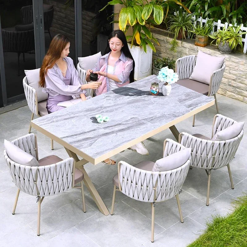 

Balcony Nordic Outdoor Tables Garden Courtyard Europe White Outdoor Tables Luxury Lounge Arredo Giardino Outdoor Furniture