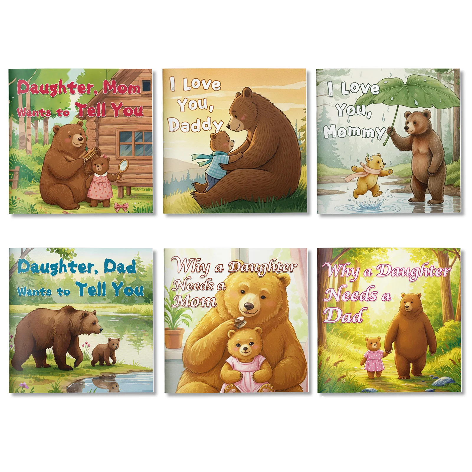 Little Bear Family Love 6-Volume Illustrated Story Collection, Heartwarming Mom, Dad and Daughter Tales About Caring, Sharing