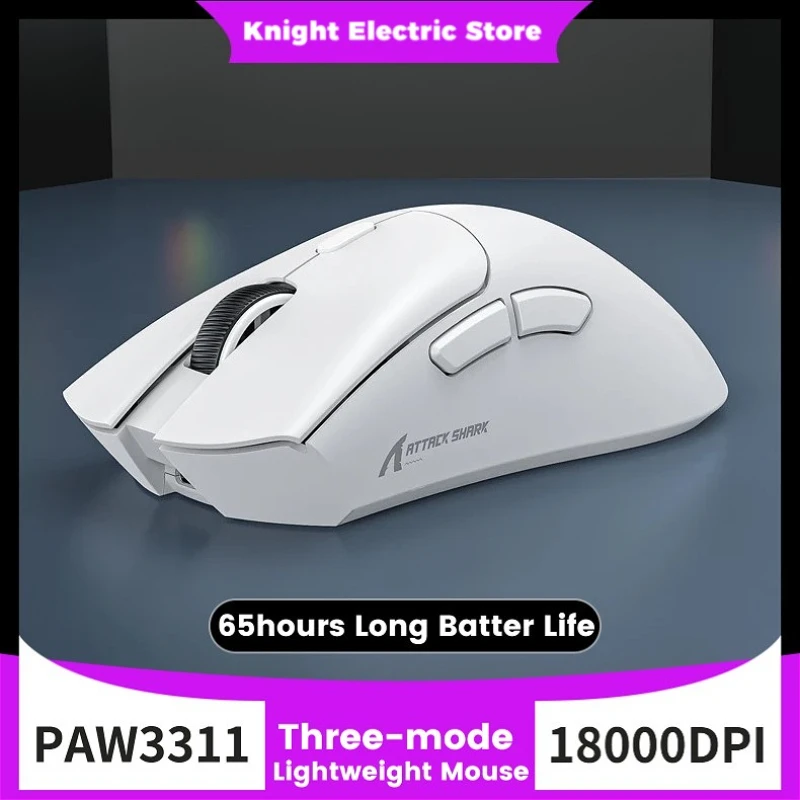 

Легкая игровая мышь Attack Shark R1, трехрежимное соединение, PAW3311 мощностью 18000 точек на дюйм, эргономичная мышь с правой рукой для игр/офиса