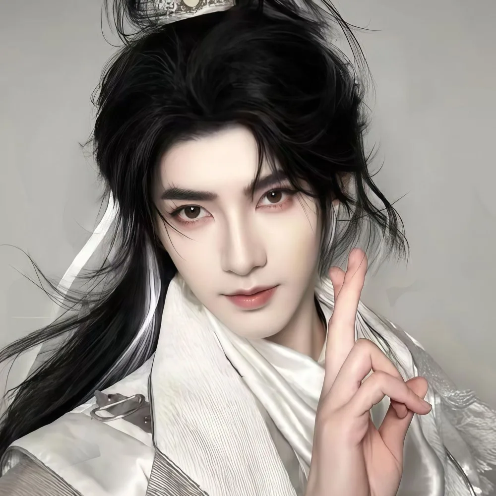 Peruka w stylu tradycyjnym dla kobiet - długie proste włosy z młodym, wysokim kucykiem, chińska peruka Hanfu w stylu starożytnym.