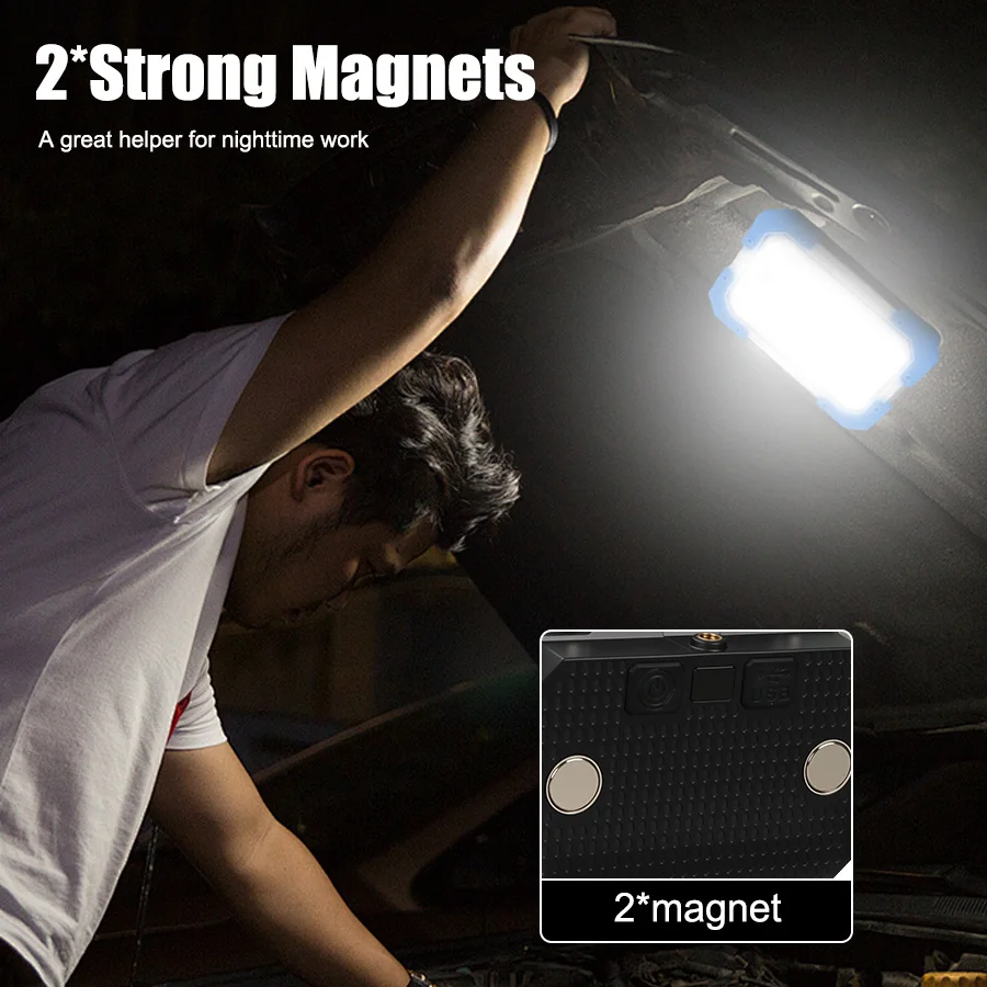 Powerful LED Work Light Type-C Rechargeable Lamp Outdoor Portable Camping Flashlight Built-in 3 18650 Battery Emergency Repair