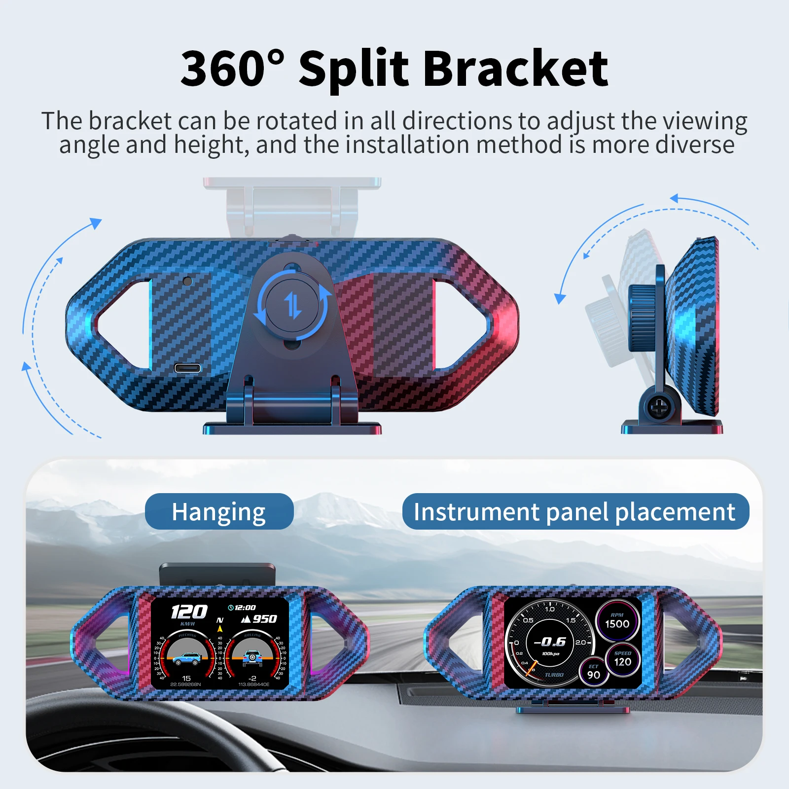 P26 HUD OBD2 + GPS + измеритель наклона + акселерометр, автомобильный умный проекционный дисплей, скорость, об/мин, температура воды, сигнализация, турбо-давление, потребление топлива