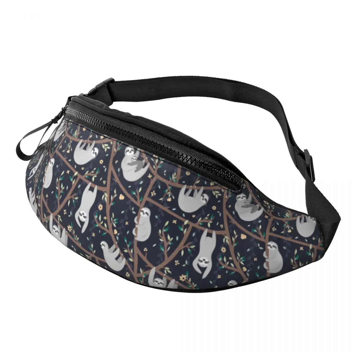 Custom Cool Cute Sloths Fanny Pack Women Men Crossbody Waist Bag for Hiking Phone Money Pouch