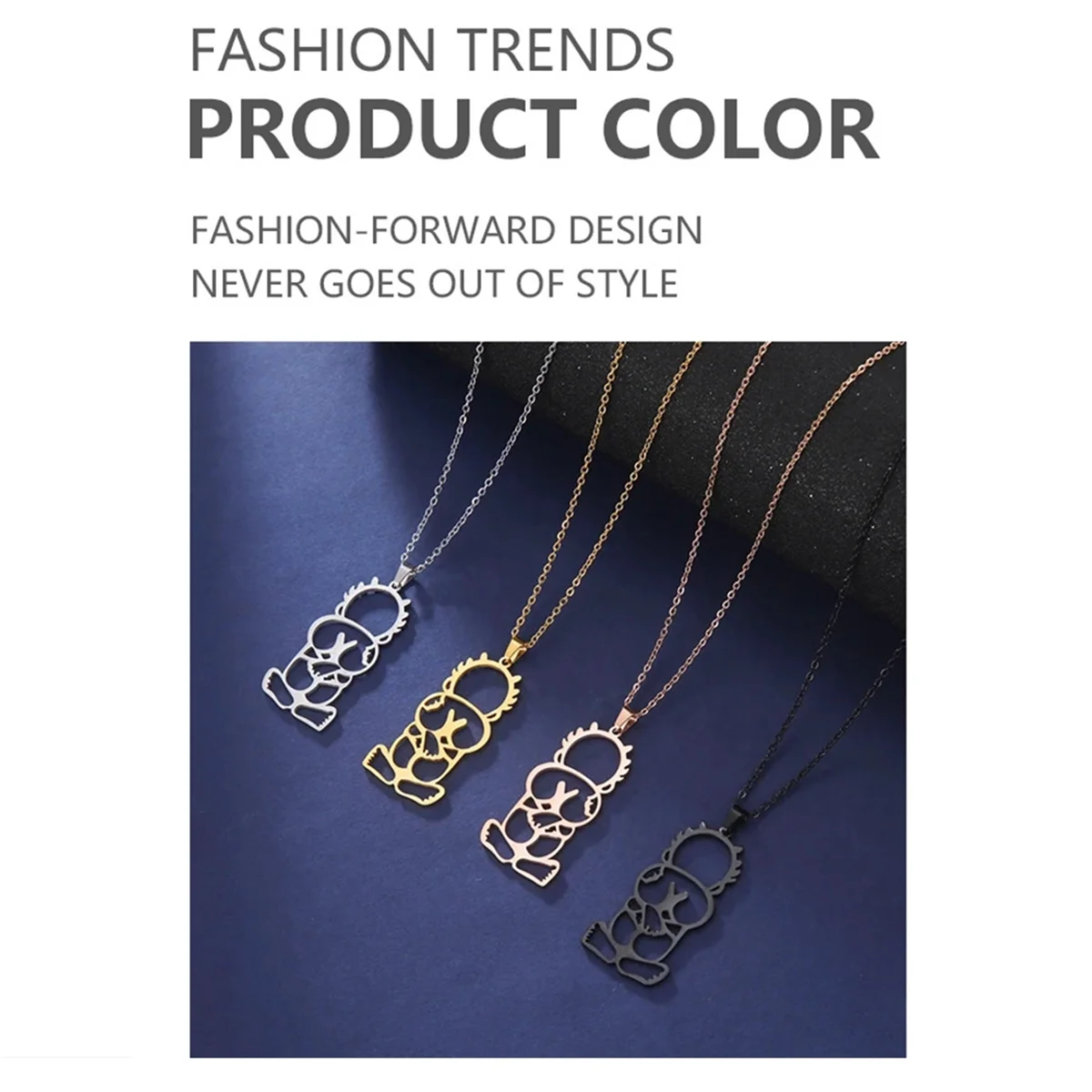 ABQR – collier avec pendentif en or Rose pour garçon, bijoux tendance de luxe, cadeau pour femmes et hommes