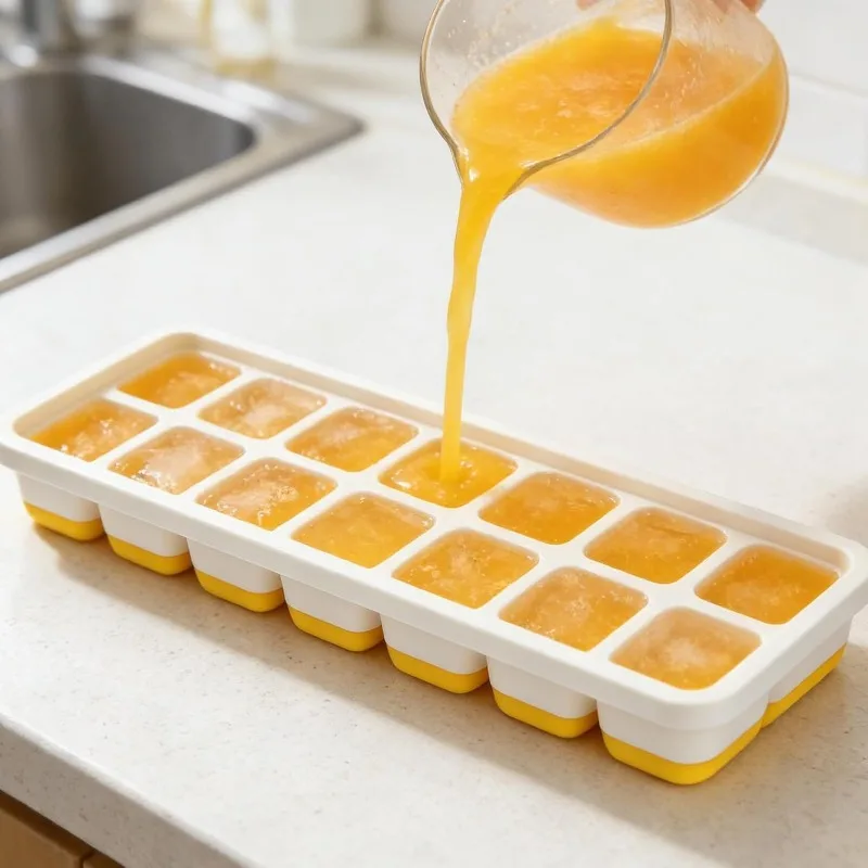 14 Grid Square Silicone Ice Cube Mold with Lid Household Homemade Frozen Ice Tool Cocktail Frozen Ice Mold