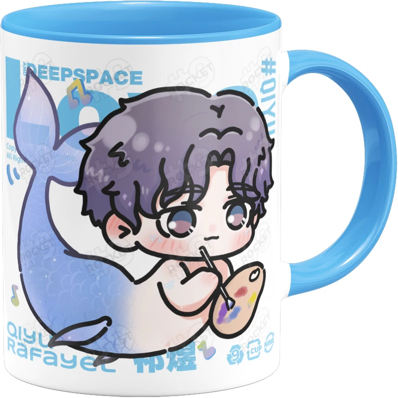 Anime Liebe und Deep space Rafayel Cosplay Maskottchen Student Wasser becher Kaffee Milch trinken Keramik Mark Tasse Weihnachten Geschenk Cartoon 9,5 cm