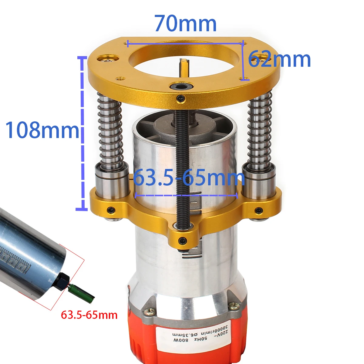 Elevador de enrutador de carpintería para motores de 65mm de diámetro, mesa de enrutador, fresado de madera, Base de inmersión elevable para