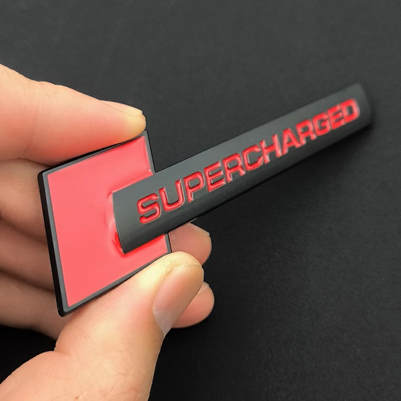 ثلاثية الأبعاد المعادن Supercharged شعار ملصقات السيارات الخلفي الجذع الحاجز شعار شارة مائي لأودي A3 A4 A5 A6 A7 A8 Q3 Q5 Q7 Q8 اكسسوارات