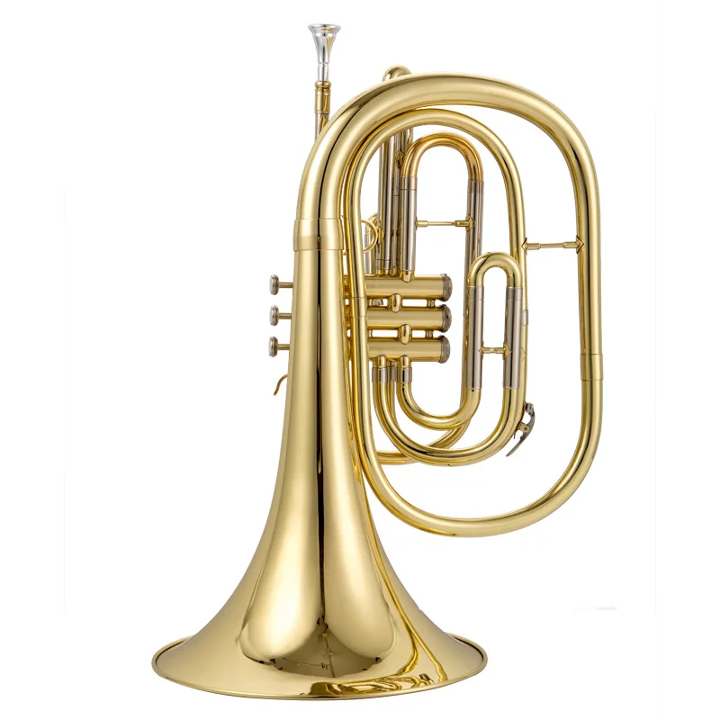 

New Arrival Bb Marching French Horn Brass Nickel Plated Professional Musical Instrument With Case Free Shipping