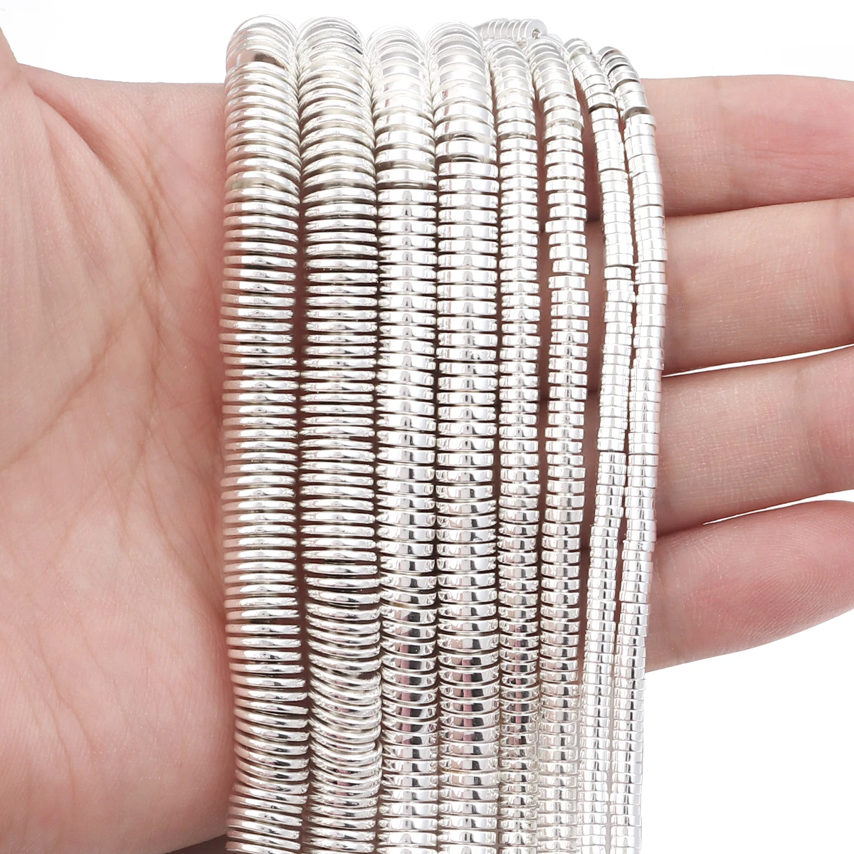 Silber Farbe Naturstein Hämatit Perlen 3/4/6/8mm Flache Runde Lose Spacer Perlen für Schmuck Machen DIY Armbänder Zubehör