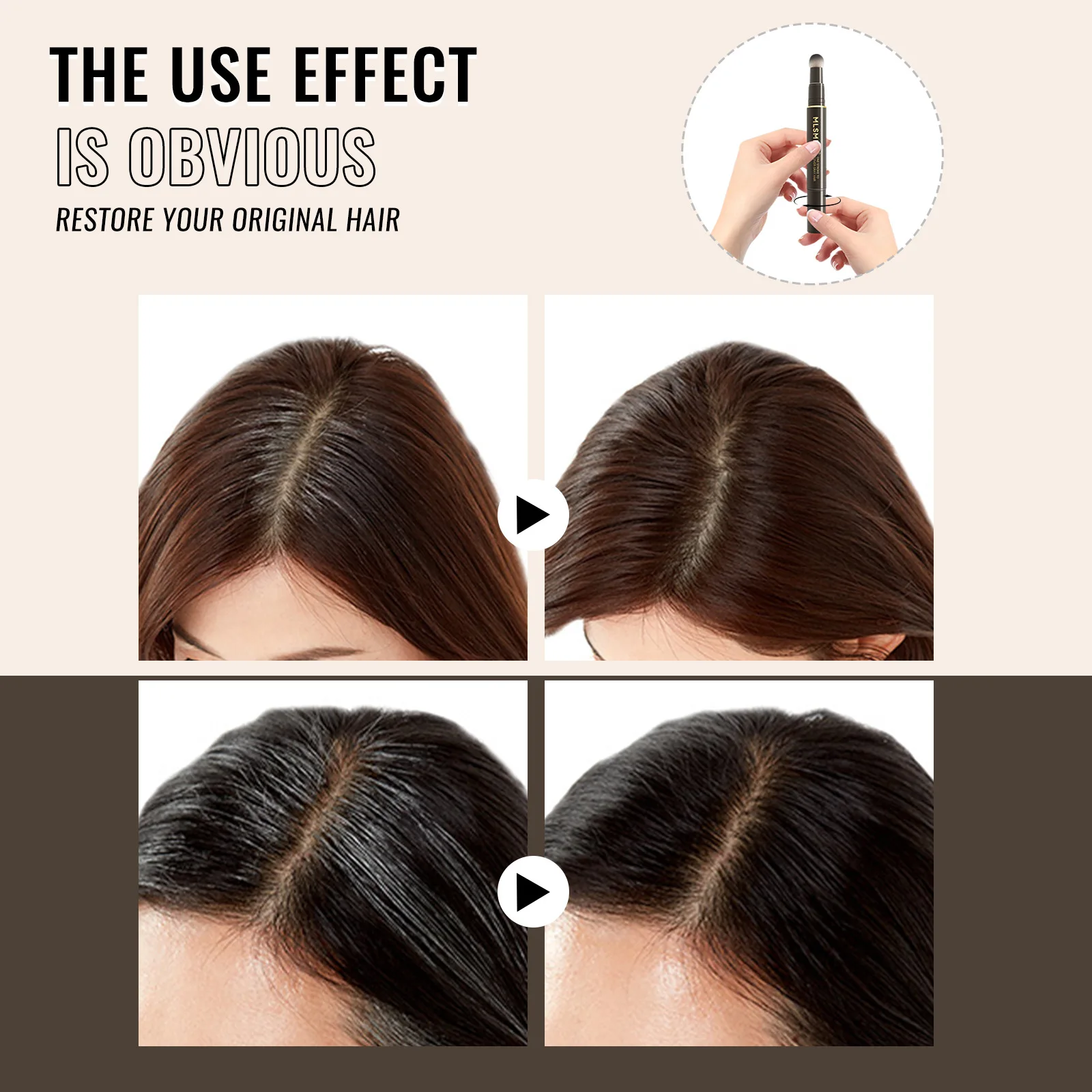 Temporary Hair Dye Pen Black Hair Coloring Covered White Hairs Hairline Disposable Lipstick Hair Dye Stick Hair Roots Touch Up