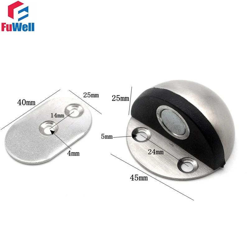 FuWell 2 Pcs Stainless Steel Turtle Top With Magnetic Door Stopper Soft Close For Closet Cupboard Furniture Hardware