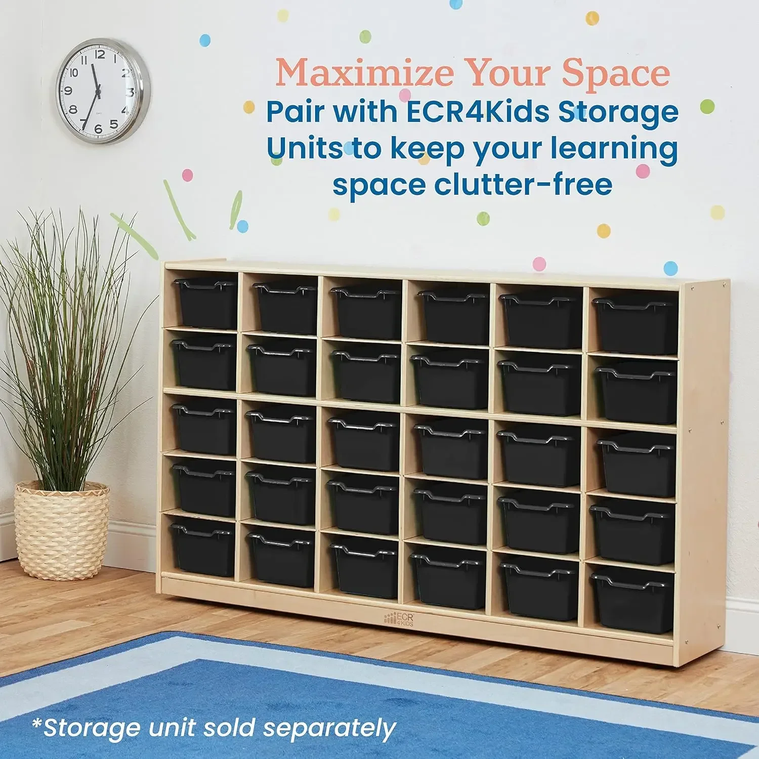 Scoop Front Storage Bin, Multipurpose Organization, Black, 30-Piece