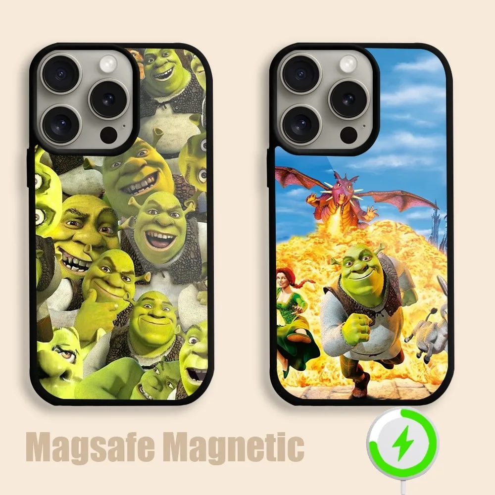 Cartoon Funny S-shreks  Phone Case For iPhone 15 14 13 12 11 Pro Max Plus Magsafe Magnetic Wireless Charging Cover