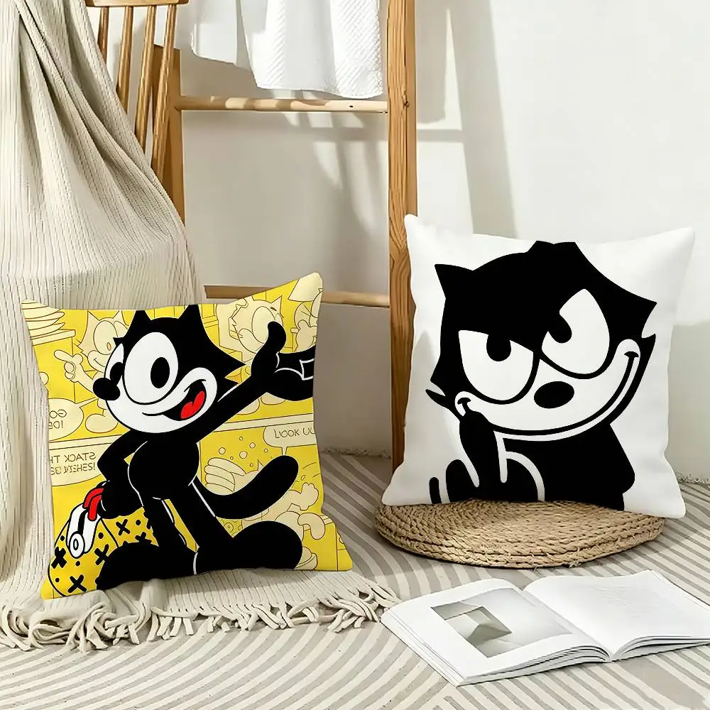 Vintage Animation Character F-Felix The Cat   Pillow Case Pattern Printed Pillowcase For Living Room Sofa Cushion Cover