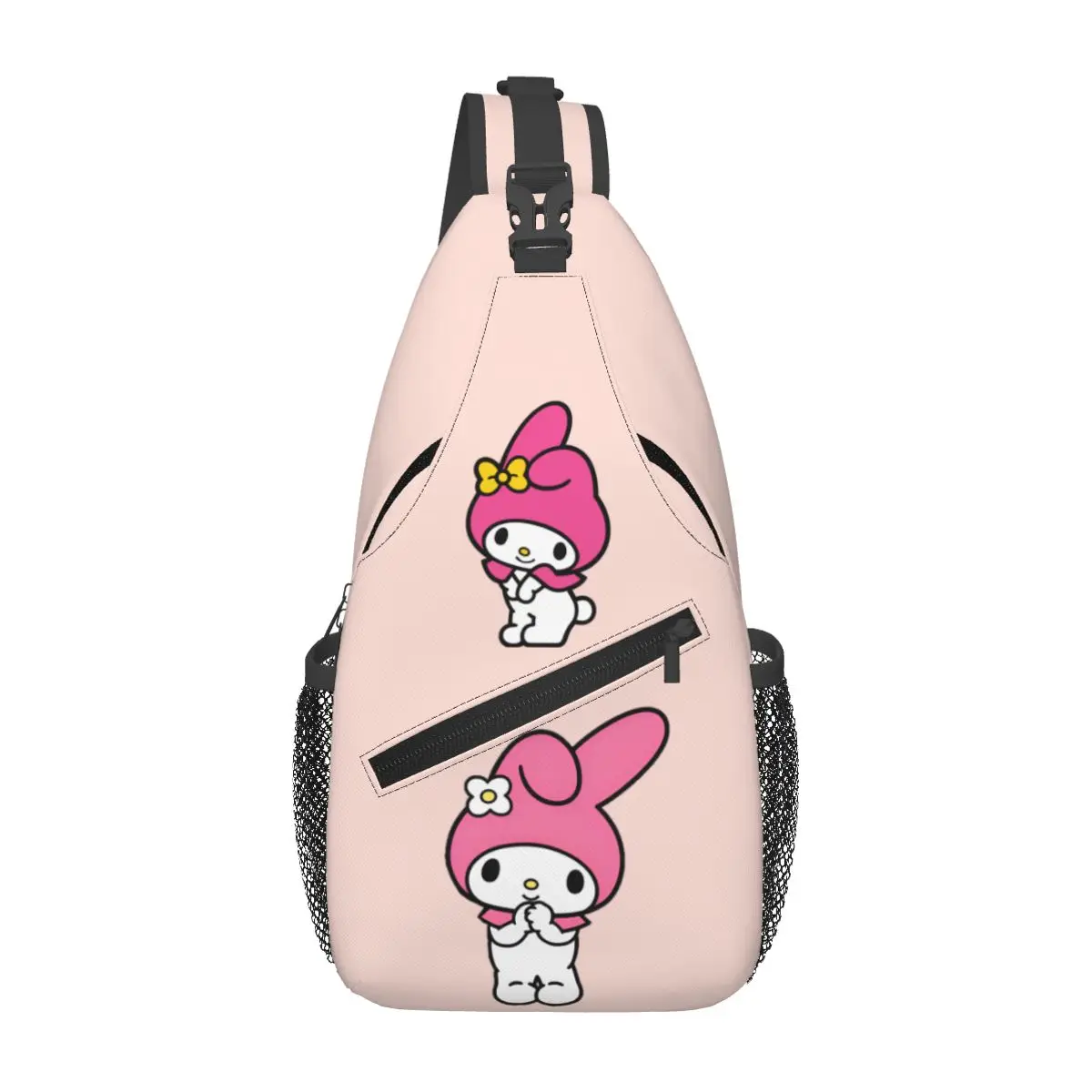 Sanrio Crossbody Sling Bag para Homens e Mulheres, My Melody, Bolsa Peito, Mochila de Ombro, Mochila para Viagem, Caminhadas, Biking, Presentes Kawaii