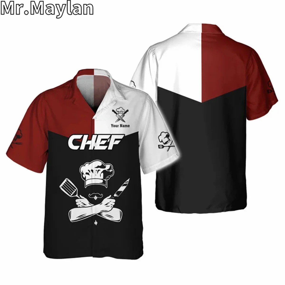 CUSTOM NAME CHEF UNIFORM CHEF KNIVES 3D Hawaii Shirt Men Summer Short Sleeve Tee Men Shirts 2024 Oversized 5XL Chemise Homme -05