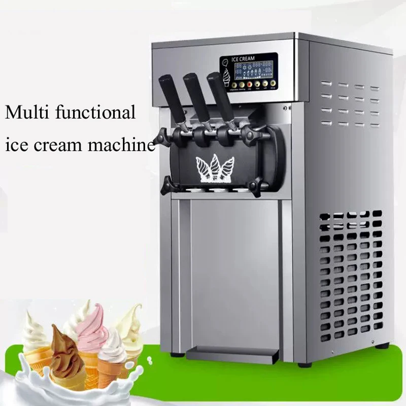 Soft Ice Cream Machines 18-28L/H Commercial Sorbet Coolers Tricolor Desktop Sweet Cone Freezing Equipment Vending Machine