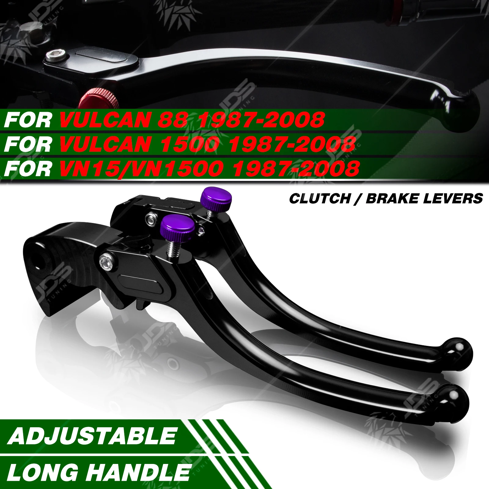 

JDSTUNING For Kawasaki VULCAN 88/VULCAN 1500/VN15/VN1500 1987-2008 Stepless Clutch Lever Brake Lever Long Handle Levers Parts