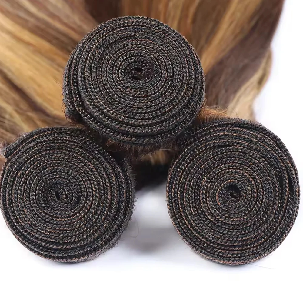 Highlight 4/27 Human Hair Bundles Straight Hair Weave DoubLe Weft Brazilian Hair Extensions 1/3/4Pcs 100% Remy Hair