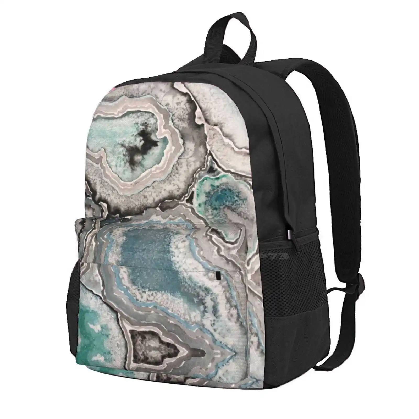 Ode To Geode - Blue/Teal Hot Sale Schoolbag Backpack Fashion Bags Geode Nature Organic Natural Blue Turquoise Teal Green Emerald