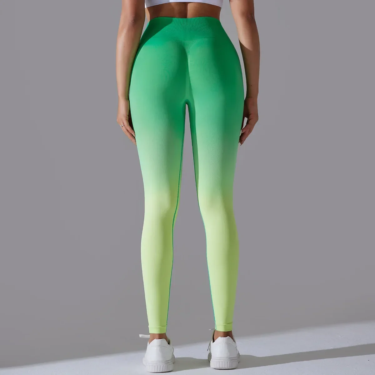 Bezszwowe cukierki Gradient spodnie legginsy do jogi wysoki stan Hip-lifting ciasny spodnie z dzianiny bieganie trening legginsy gimnastyczne dla