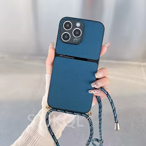 Magnetic Lanyard Silicone Case For Samsung S24 S23 S22 Ultra Plus S21 S20 FE A55 5G A34 A54 A52S A25 Strap Leather phone case
