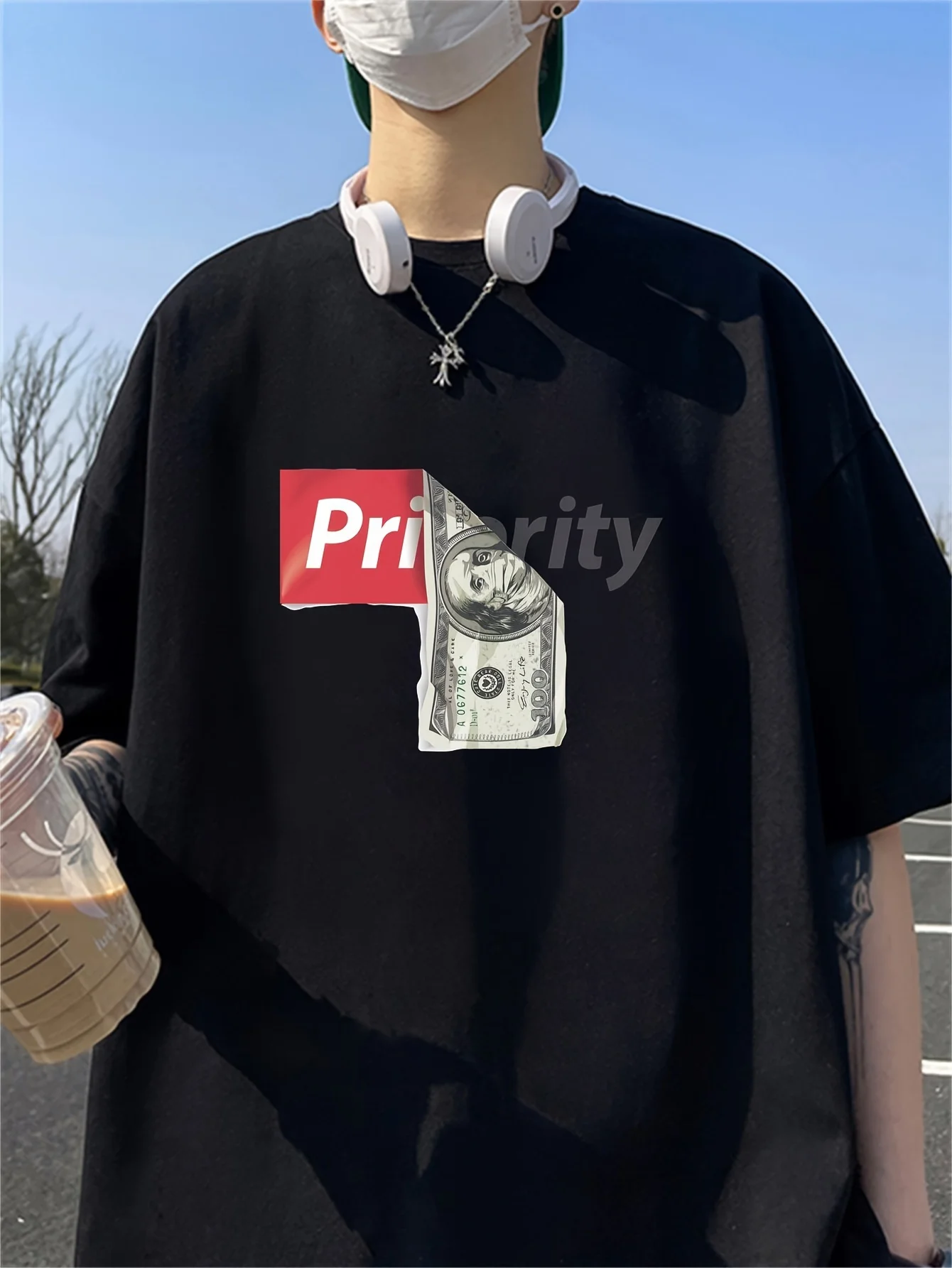 

2025 Short Sleeve Men's T-shirt Trend Pure White Cotton T-shirt Summer Printed Half Sleeve Men's Clothing Summer Fashion Brand