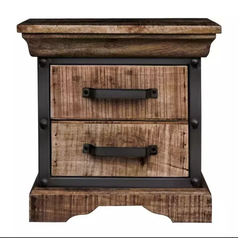 

Industrial bedside table with two drawers