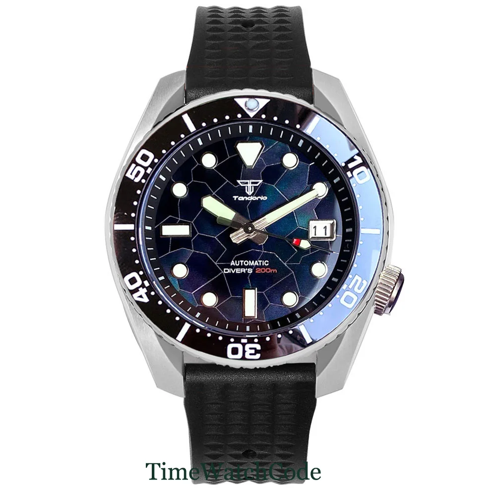 

Tandorio Diver Automatic Watch For Men NH35A Movt Sapphire Crystal Mother of Pearl Dial 200m Waterproof reloj hombre 42.5mm