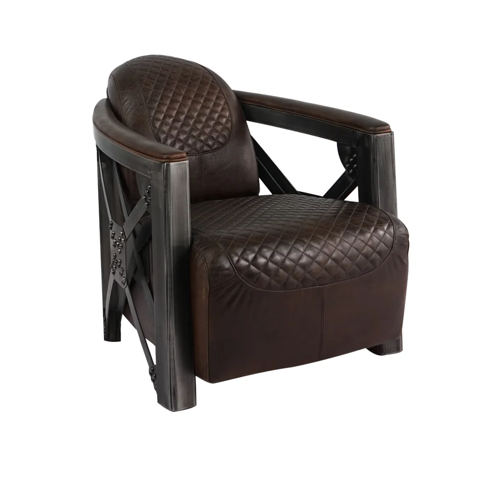 Vintage Style Luxury Design Leather Living Room  Furniture Armchair
