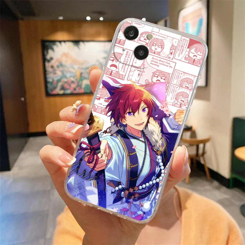 Anime Ensemble Stars Transparente Handyhülle für iPhone 15 14 13 12 Mini 11 Pro Max XS X XR SE 7 8 Plus Soft Straight Edge Cover