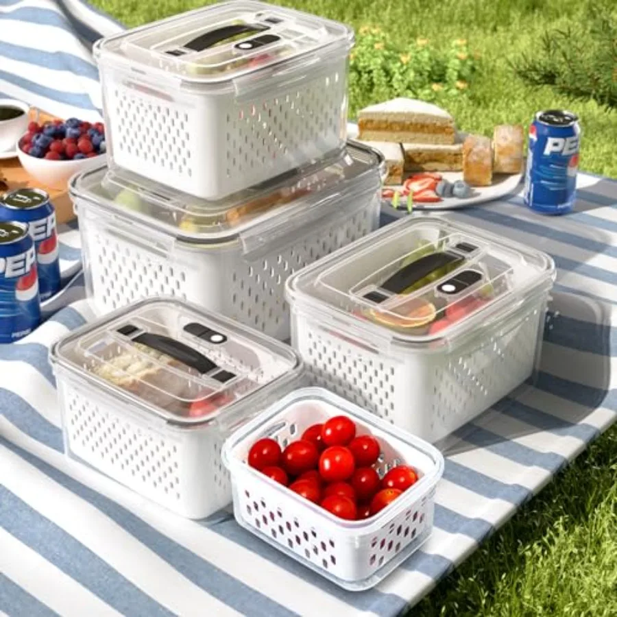 

Большие контейнеры для хранения фруктов в холодильнике с вентиляционными отверстиями и ручкой. Герметичные контейнеры для хранения продуктов, сохраняющие свежесть фруктов и овощей.