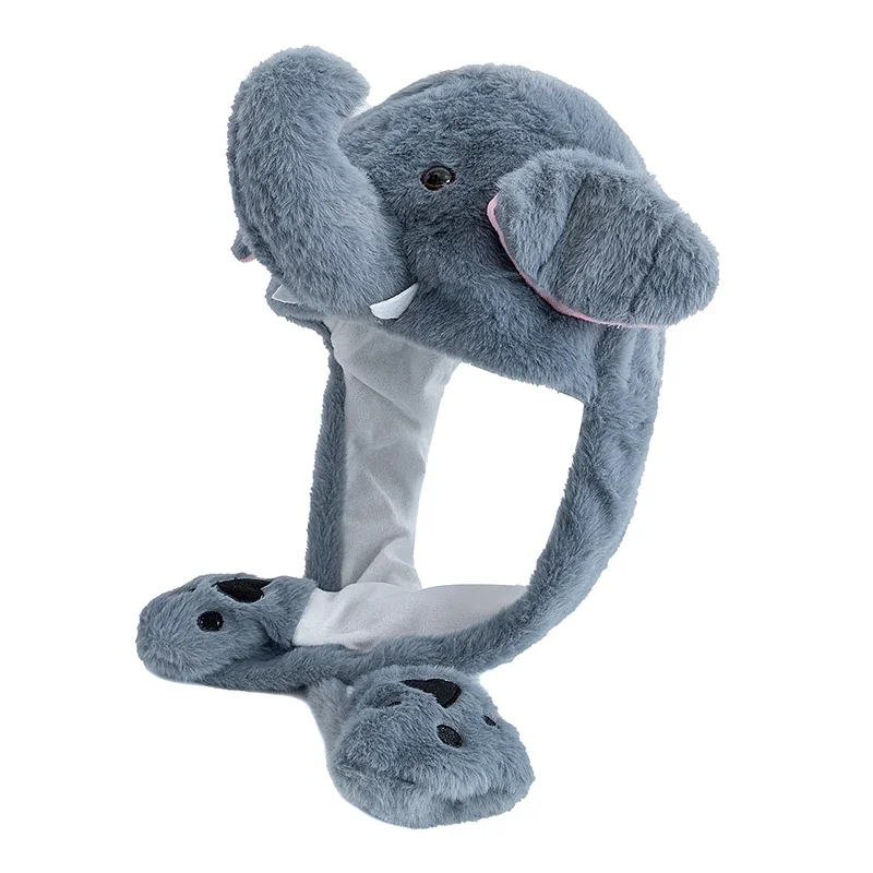 Лидер продаж, забавная шапка с ушками, животное, слон, пара, милая шапка с подвижными ушками, мужская и женская шапка с кроличьими ушками, плюшевая зимняя милая шапка ﻿