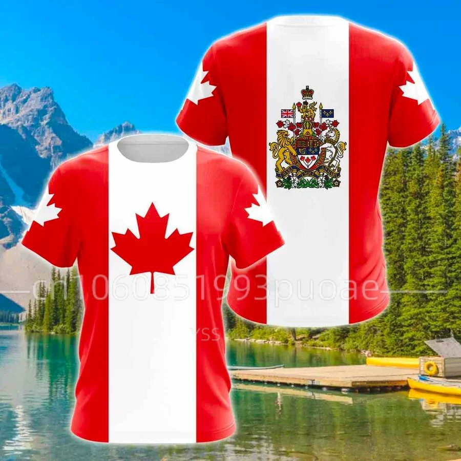 CANADA Men's Casual T-Shirt Canada Flag National Emblem 3D Print Oversized Loose T-Shirt Fashion Harajuku Hip Hop Street Top Tee