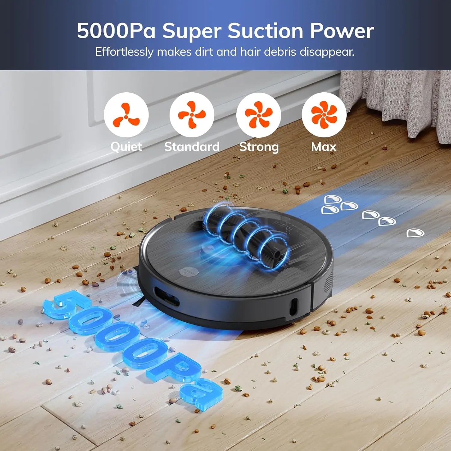 Self-Emptying Robot Vacuum and Mop Combo, 5000Pa Suction, 70-Day Capacity, LiDAR Navigation, 260mins Runtime, App/Alexa Control