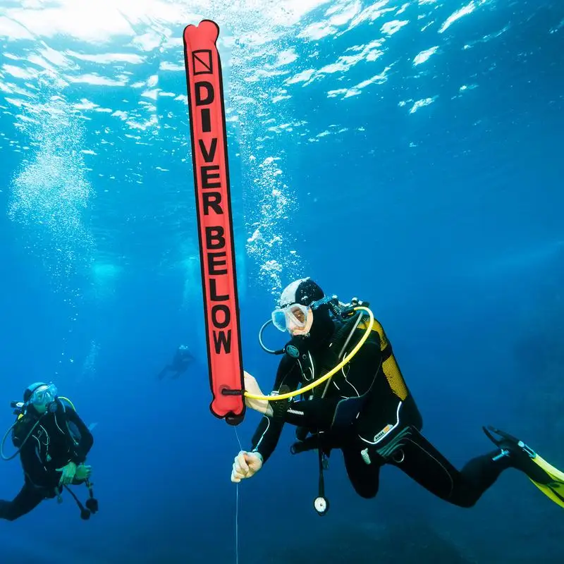 Tube de Signalisation de Plongée Sous-Marine Haute Visibilité 3,77 Pieds, Bancs de Saucisses de Sécurité, Revêtement TPU, Marqueur de Signalisation de Moulage