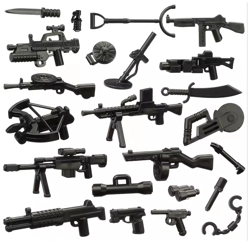 MOC-Soldado Militar Figuras Blocos de Construção, Arma SWAT, Tipo 95, M4, M16, Russo, AK47, Capacete, Mochila, Armadura Pesada, Colete, Tijolos