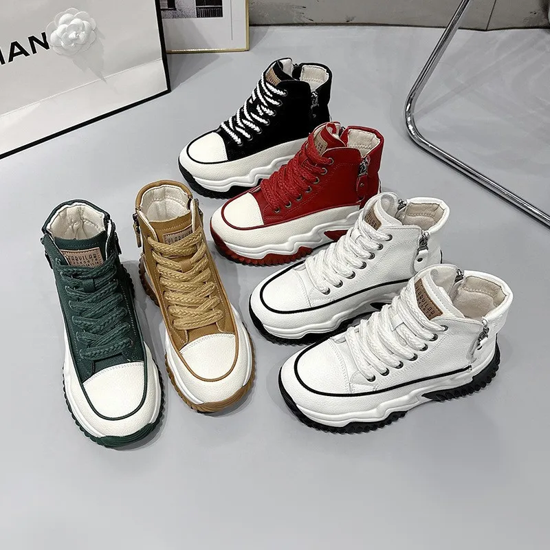 Zapatillas Platform Women Sneakers High Top Casual Shoe Versatile Vulcanized Shoes 2024 Autumn New Women Shoes Tennis