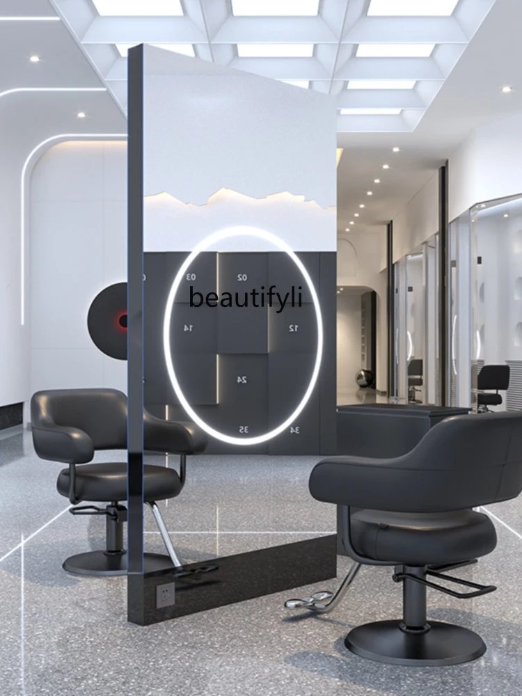 Barber Shop Dressing Table Beauty Salon Floor Double Mirror Wall-Mounted Hair Salon Perm Dyeing Area Mirror